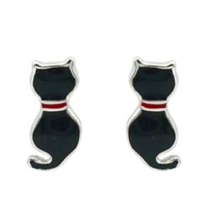 NEW 🐱 Sterling Silver 🐱 Gothic Black Cat Stud Earrings